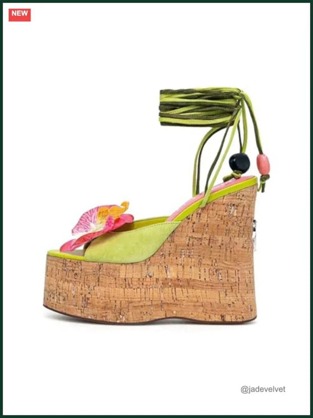 Women's Cork Platform Wedge Sandals Ankle Strap Tie Up High Heel Bohemian